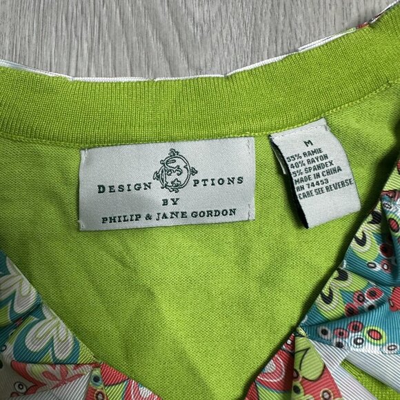 Design Options Philip Jane Gordon Sweater Medium Floral Collar Short Sleeve - Picture 4 of 10
